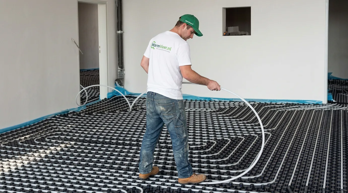 WarmVloer monteur legt vloerverwarming aan